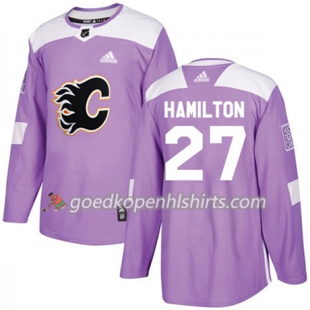 Calgary Flames Dougie Hamilton 27 Adidas 2017-2018 Purper Fights Cancer Practice Authentic Shirt - Mannen